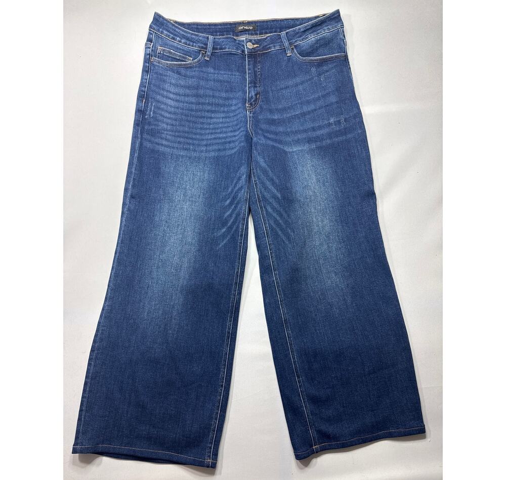 Oneso Women's Wide Leg Blue Stretch Jeans - Size 20W‎ (38x29.5)